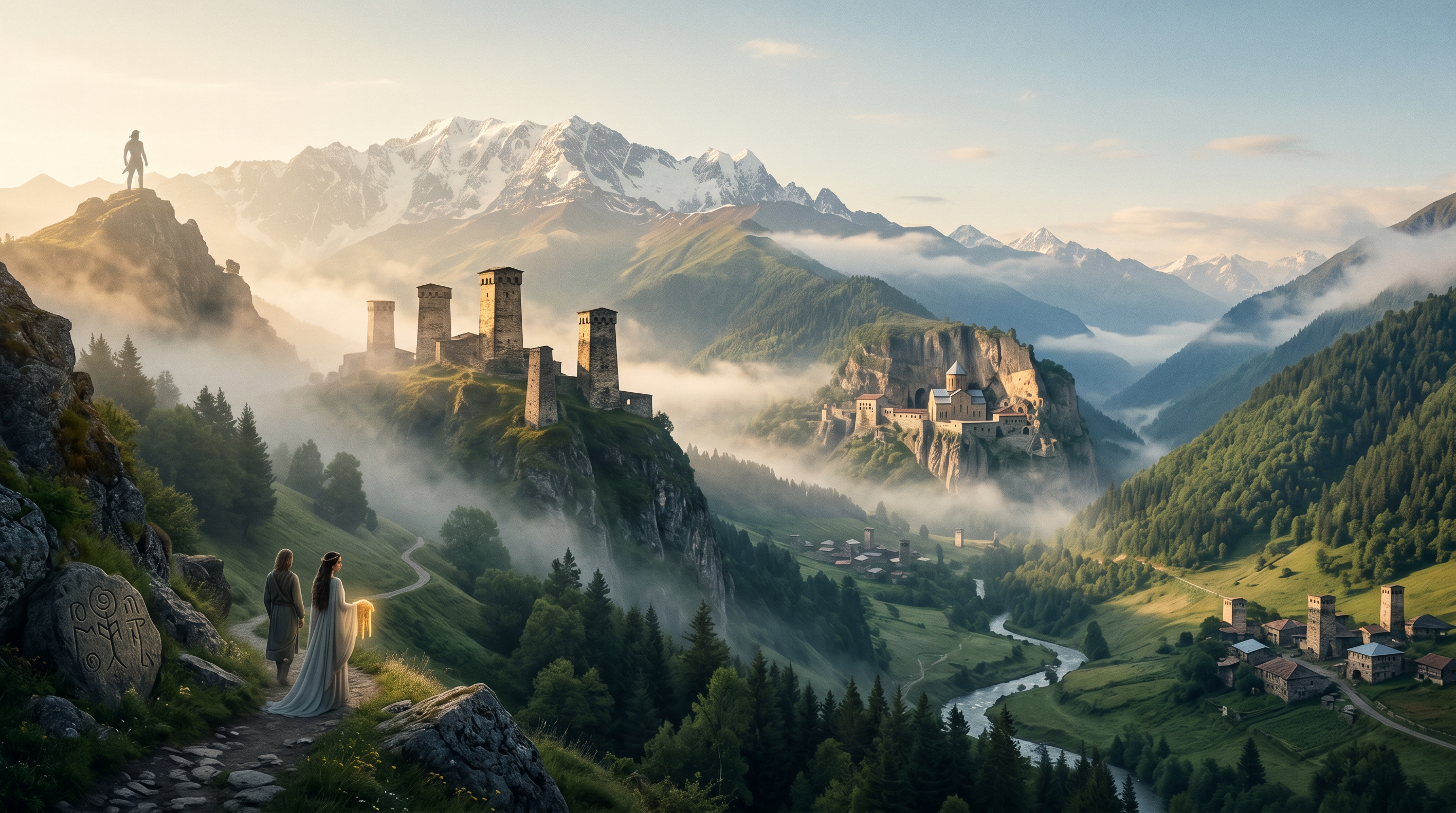 Berglandschap dat past bij de legendes van Georgië
